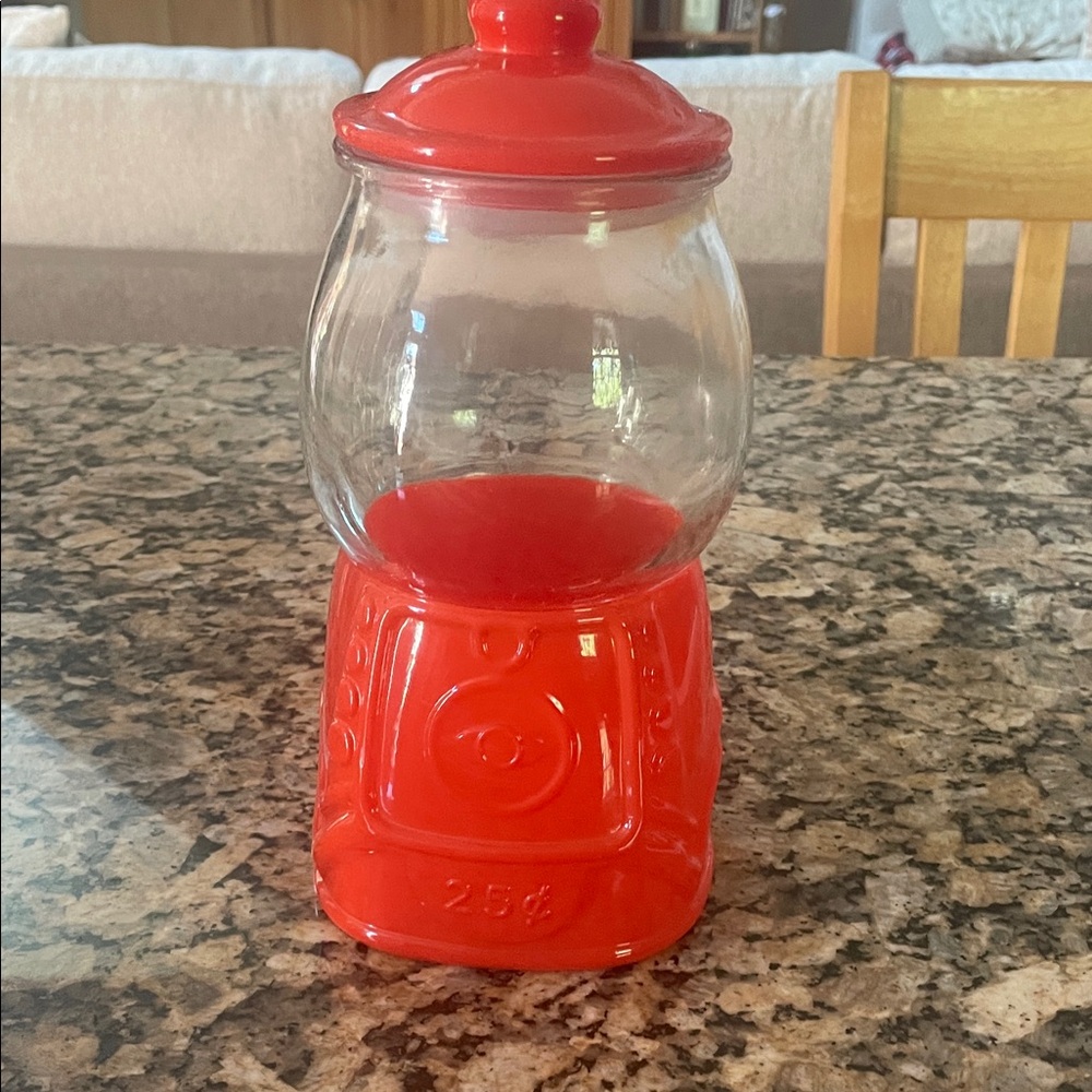 Red Glass Candy Dispenser